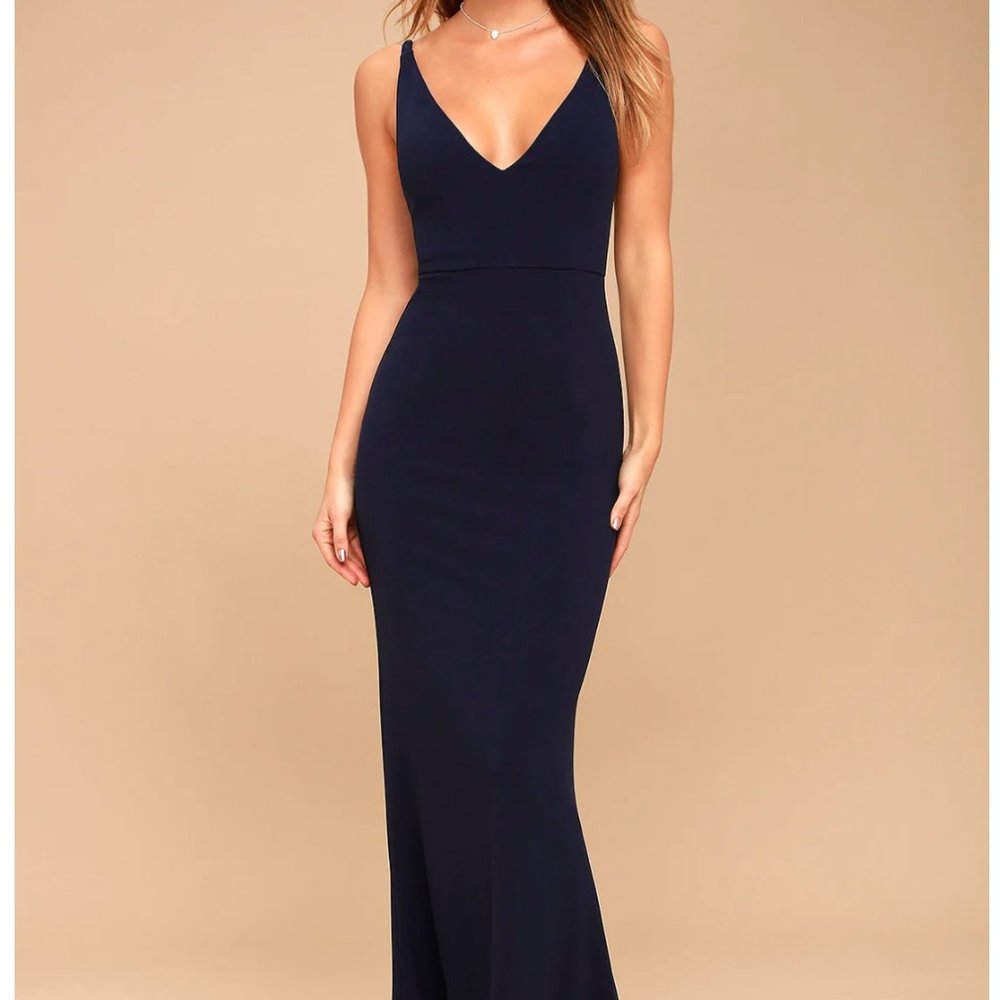 Lulu's Melora Navy Blue Sleeveless Maxi Dress